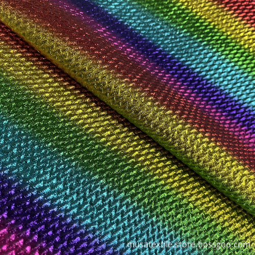 Tissu de balle arc-en-ciel métallique en polyester en polyester spandex